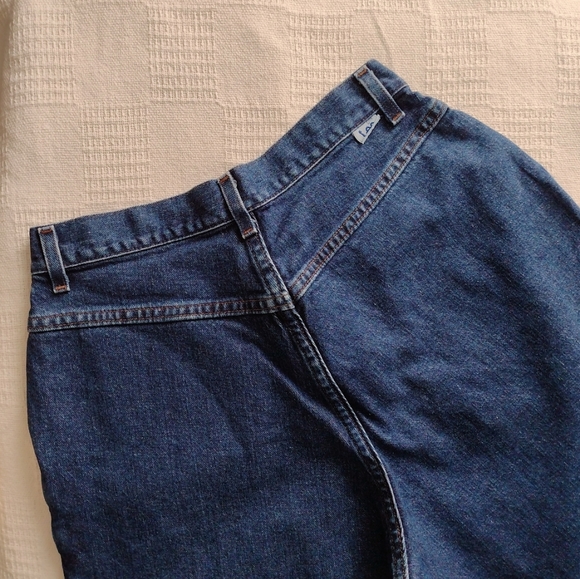 Lee | Vintage Mom Paper Bag Pleated Dark Wash High Waisted Jeans - Picture 2 of 6